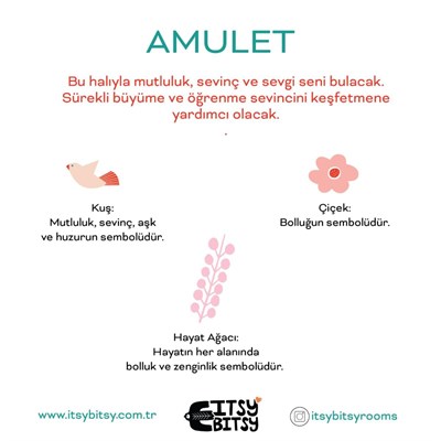 Itsy Bitsy Kids Amulet Bird Mint Yeşili Yıkanabilir Yuvarlak Çocuk Halısı 120cm