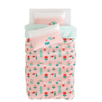 Itsy Bitsy Kids Amulet Çift Taraflı Pamuk Saten Pembe Bebek Nevresim Seti 100x150cm