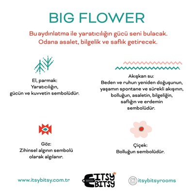 Itsy Bitsy Kids Big Flower Başucu Aydınlatma Başlığı, Pembe, 16x20cm