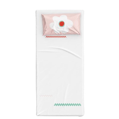 Itsy Bitsy Kids Big Flower Pamuk Saten Pembe Çocuk Çarşaf Seti 90x190cm