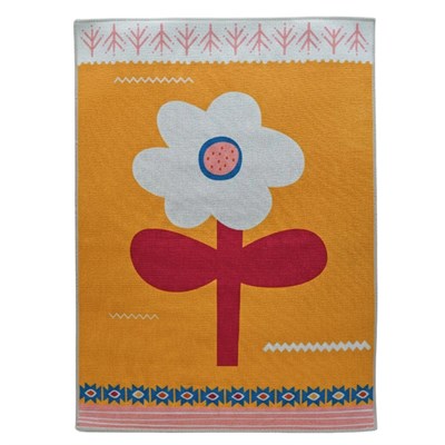Itsy Bitsy Kids Big Flower Sarı Yıkanabilir Çocuk Halısı 120x160cm