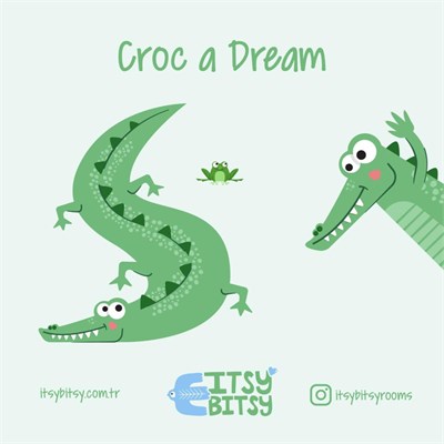 Itsy Bitsy Kids Croc-a-dream Çift Taraflı Pamuk Saten Çok Renkli Bebek Nevresim Seti 100x150cm