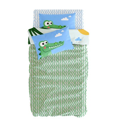 Itsy Bitsy Kids Croc-a-dream Çift Taraflı Pamuk Saten Çok Renkli Çocuk Nevresim Seti 140x200cm