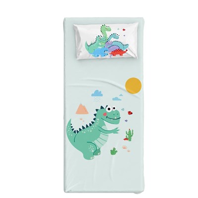 Itsy Bitsy Kids Dinotopia Pamuk Saten Çok Renkli Çocuk Çarşaf Seti 90x190cm