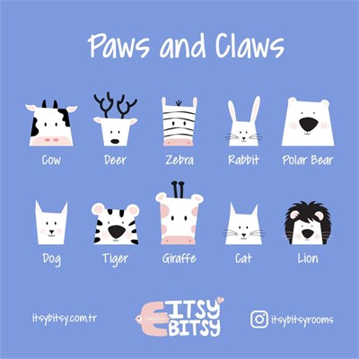 Itsy Bitsy Kids Paws And Claws Pamuk Saten Çok Renkli Çocuk Çarşaf Seti 90x190cm