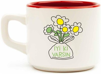 İyi Ki Varsın Papatya Buketi Beyaz Venüs Kupa - Hediyelik Kupa Fincan Mug