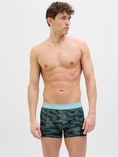 Jack & Jones Additionals Jactasmania Desenli Streç Pamuklu 3 Pack Boxer Erkek BOXER 12277719