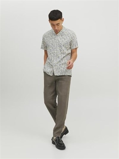 JACK & JONES Desenli Polo Yaka Kısa Kol Gömlek, 12234367