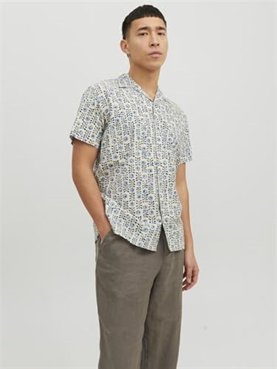 JACK & JONES Desenli Polo Yaka Kısa Kol Gömlek, 12234367