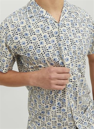 JACK & JONES Desenli Polo Yaka Kısa Kol Gömlek, 12234367