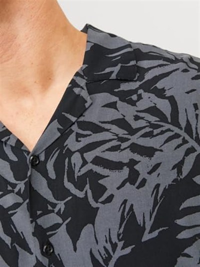 JACK & JONES Erkek Jjguru Monochrome AOP Resort Shirt Ss Gömlek