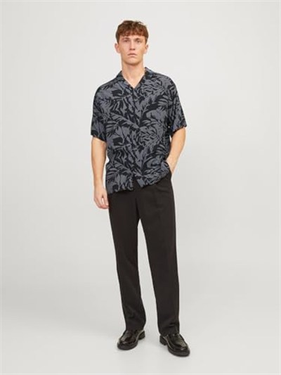 JACK & JONES Erkek Jjguru Monochrome AOP Resort Shirt Ss Gömlek