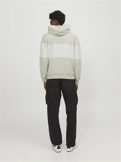 Jack & Jones Erkek JORLAKEWOOD SWEAT HOOD BF LN Sweatshirt, Kırık Beyaz, M