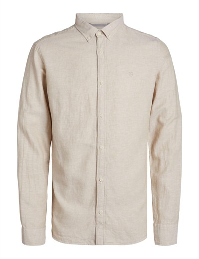 JACK & JONES Erkek Jprccmaze LINEN SHIRT L/s Button DOWN LN Gömlek