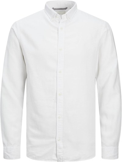 JACK & JONES Erkek Jprccmaze LINEN SHIRT L/s Button DOWN LN Gömlek