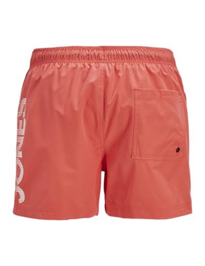 Jack & Jones Erkek Logo Baskili Deniz Sortu - Maui Hot Coral, 12275129