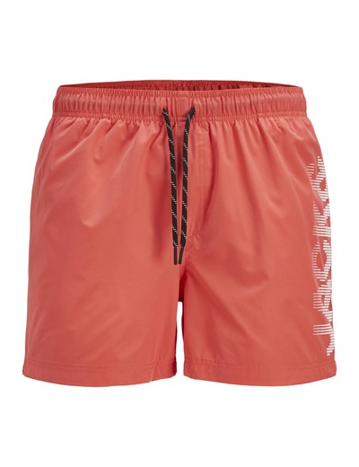 Jack & Jones Erkek Logo Baskili Deniz Sortu - Maui Hot Coral, 12275129