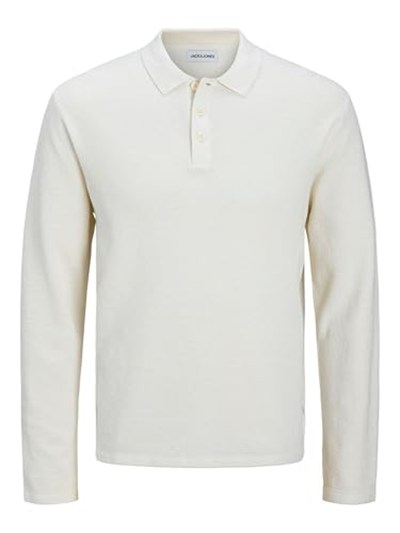 JACK & JONES JJEGEORGE KNIT POLO LS SN Erkek Triko/Kazak Cloud Dancer XL