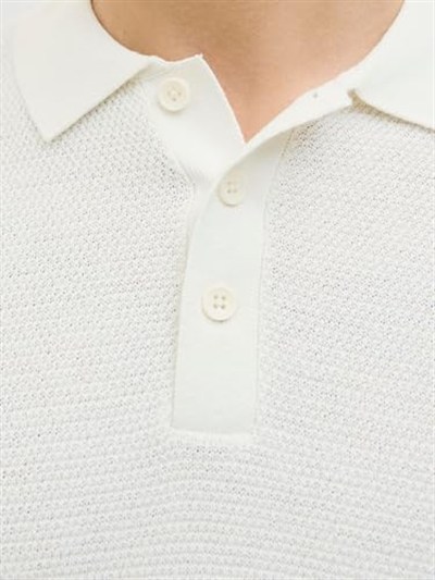 JACK & JONES JJEGEORGE KNIT POLO LS SN Erkek Triko/Kazak Cloud Dancer XL