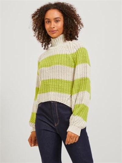 JACK & JONES JJXX JXKELVY CHUNKY STRIPE HIGH NECK KNIT SN Triko Kadın