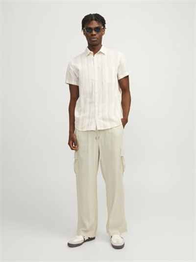 JACK & JONES JPSTBILL JJNATE LINEN BLEND CARGO JOGGER Kargo Pantolon Erkek