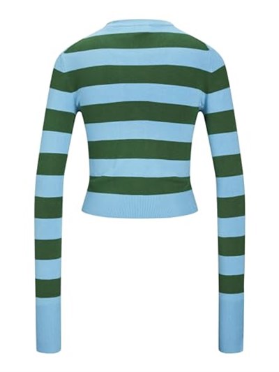 Jack & Jones Kadın Hakim Yaka Triko Uzun Kollu Jjxx Jxvalentina Soft Stripe Crop Knit Sn
