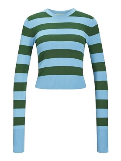 Jack & Jones Kadın Hakim Yaka Triko Uzun Kollu Jjxx Jxvalentina Soft Stripe Crop Knit Sn