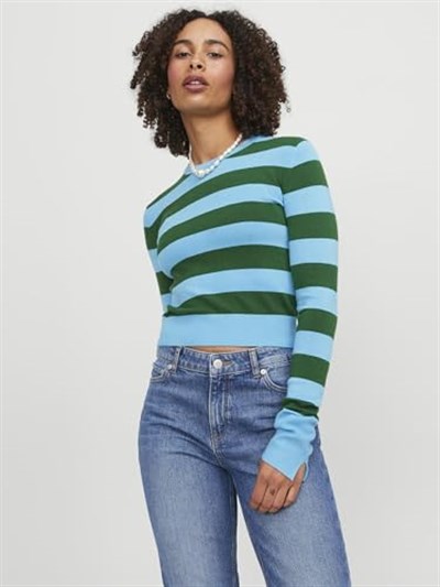 Jack & Jones Kadın Hakim Yaka Triko Uzun Kollu Jjxx Jxvalentina Soft Stripe Crop Knit Sn