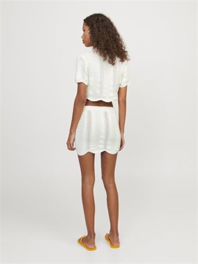JACK & JONES Kadın JXWAVY SKIRT KNIT Mini Etek Kirli Beyaz XXS