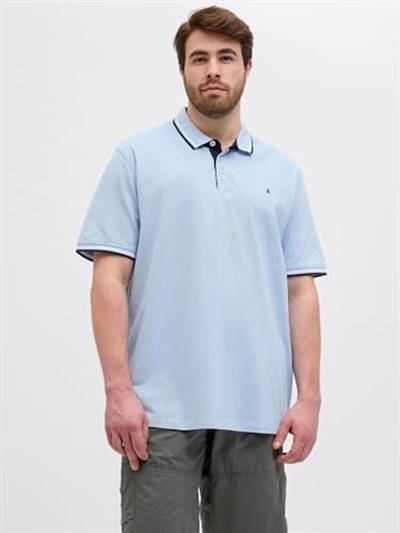 Jack & Jones Plus Jjepaulos Logolu Pamuklu Büyük Beden Düğmeli Polo Yaka T Shirt Erkek POLO YAKA T SHİRT 12143859