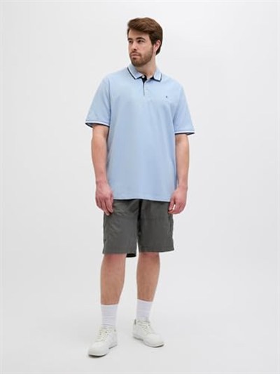 Jack & Jones Plus Jjepaulos Logolu Pamuklu Büyük Beden Düğmeli Polo Yaka T Shirt Erkek POLO YAKA T SHİRT 12143859
