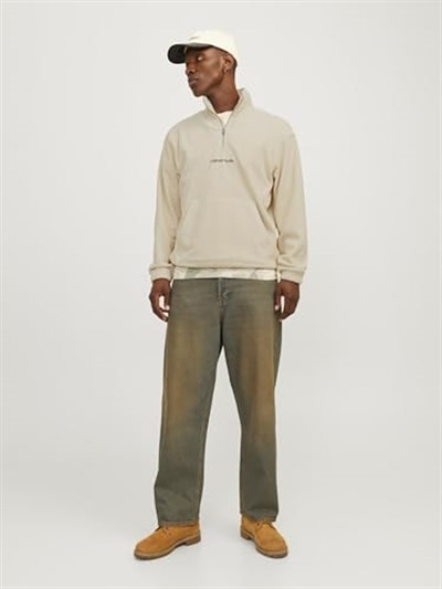 JACK & JONES Vesterbro Fermuarlı Yaka Erkek Polar 12262981 Bej XL XL