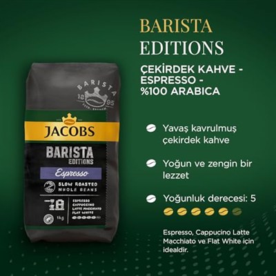 Jacobs Barista Editions Espresso Çekirdek Kahve, 1 kg