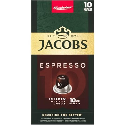 JACOBS - Espresso 10 Intenso - Yüksek Yoğunluk - Güçlü ve Yoğun - Espresso Kapsülleri - 10 alüminyum kapsül