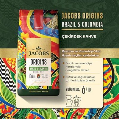 Jacobs Origins Brazil Colombia Çekirdek Kahve 1 Kilogram