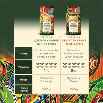 Jacobs Origins Uganda&Kenya Çekirdek Kahve 1 Kilogram