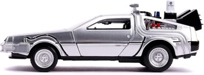 Jada, 253252003, Geleceğe Dönüş 2 Zaman Makinası Oyuncak Araba , Ayrıntılı İç Mekan, 1:32 ölçek, Açılabilir Kapılar, Lisanslı, Back To The Future 2 Time Machine Car