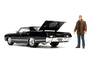 Jada 32250 Supernatural 1967 Impala SS Spor Salonu Dean Winchester figürlü 1:24 ölçekli kalıp döküm model araba