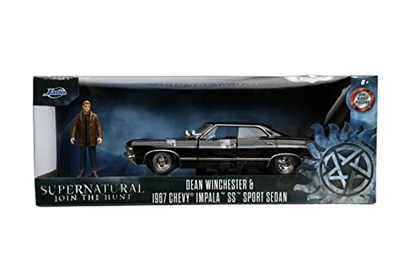 Jada 32250 Supernatural 1967 Impala SS Spor Salonu Dean Winchester figürlü 1:24 ölçekli kalıp döküm model araba