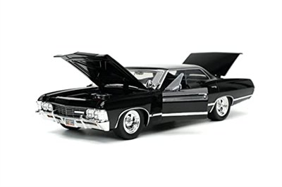 Jada 32250 Supernatural 1967 Impala SS Spor Salonu Dean Winchester figürlü 1:24 ölçekli kalıp döküm model araba