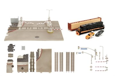 Jada Toys Hızlı ve Öfkeli Tren Sahnesi - Diorama 2 Nano Model Araba (Dodge Charger ve Toyota Supra), Tren ve Hızlı ve Öfkeli Filminin Final Yarış Sahnesi için Aksesuarlar Dahil, 8 Yaş ve Üzeri
