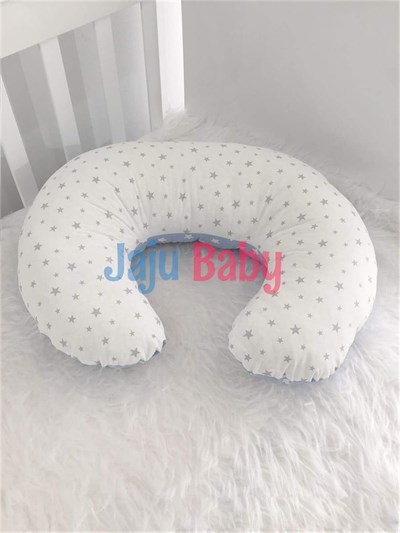 Jaju Baby Mavi Yıldız Desenli Emzirme Yastığı - Destek Minderi
