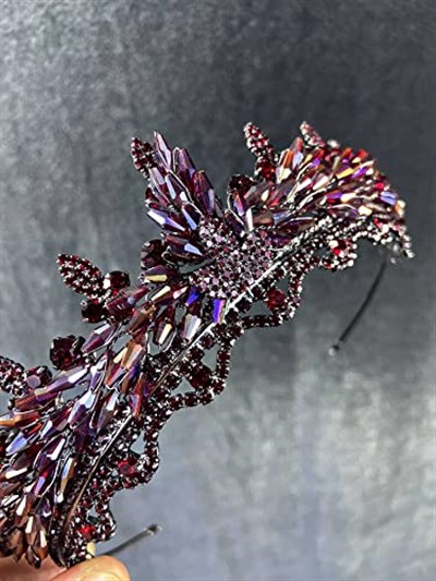 Janjanlı Mor Kristal Boncuklu Marvel Model Kına Ve Gelin Tacı