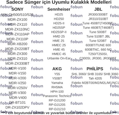 jbl kulaklik pedi jbl 450bt 460 500bt 510bt tune 600 t250 jr 300 jbl ile uyumlu kulaklık süngeri jbl kulaklik yastıgı (Siyah Sünger + Siyah Kafa Bandı)