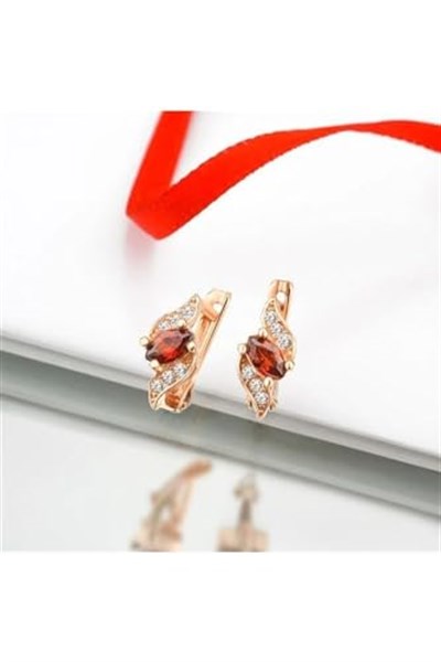 Jelux 925 Ayar Gümüş Özel Tasarım Rose Renkli Yakut Taşlı Çocuk Küpe