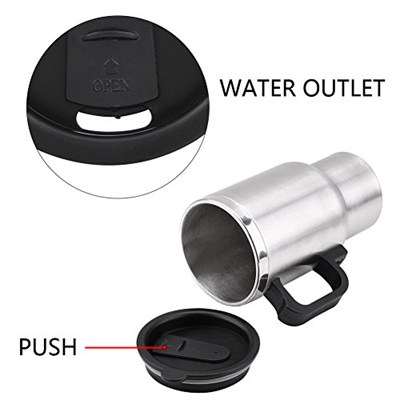 Jenngaoo Seyahat ısıtma kupası, 12 V, 450 ml, 120 W, araç su ısıtıcısı, paslanmaz çelik, seyahat kazanı, taşınabilir, elektrikli ısıtmalı seyahat kupası, kahve, süt ve çay için