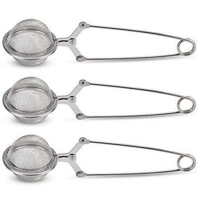 JEXCULL Snap Ball Çay Süzgeci, 3lü Paket Premium Paslanmaz Çelik Çay Süzgeci, Gevşek Yaprak Çay için Saplı İnce Örgü Çay Topları Filtre Demlikleri (Küçük)