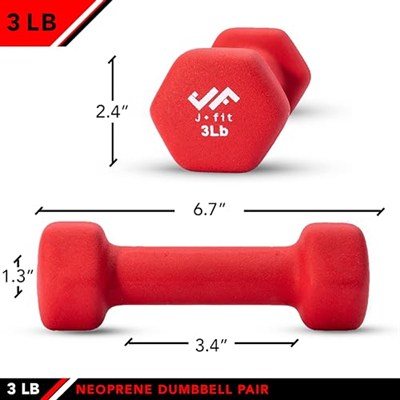 JFIT Dambıl El Ağırlığı Çiftleri ve Setleri - Neopren ve Vinil Dambıl Çiftleri Seçenekleri veya 7 Neopren Dambıl Raf Seti Seçenekleri - Premium Kaymaz, Renk Kodlu Altıgen Şekilli El Ağırlıkları