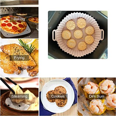 JIEYAN Silikon Hava Fritöz Gömlekleri, 6.8 inç, Yeniden Kullanılabilir, Isıya Dayanıklı, Kolay Temizlenir, Yuvarlak, 1 Adet
