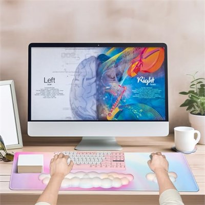 JIKIOU Büyük oyun mouse pedi, su geçirmez, bulut klavye, bilek desteği ve bulut fare, bilek desteği ile ergonomik bilgisayar masası matı, klavye ve fare için (yağmur yayı)